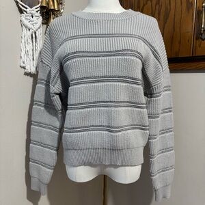 Seraphina Metallic Stripe Tight Knit Sweater Ribbed Waistline Size Medium